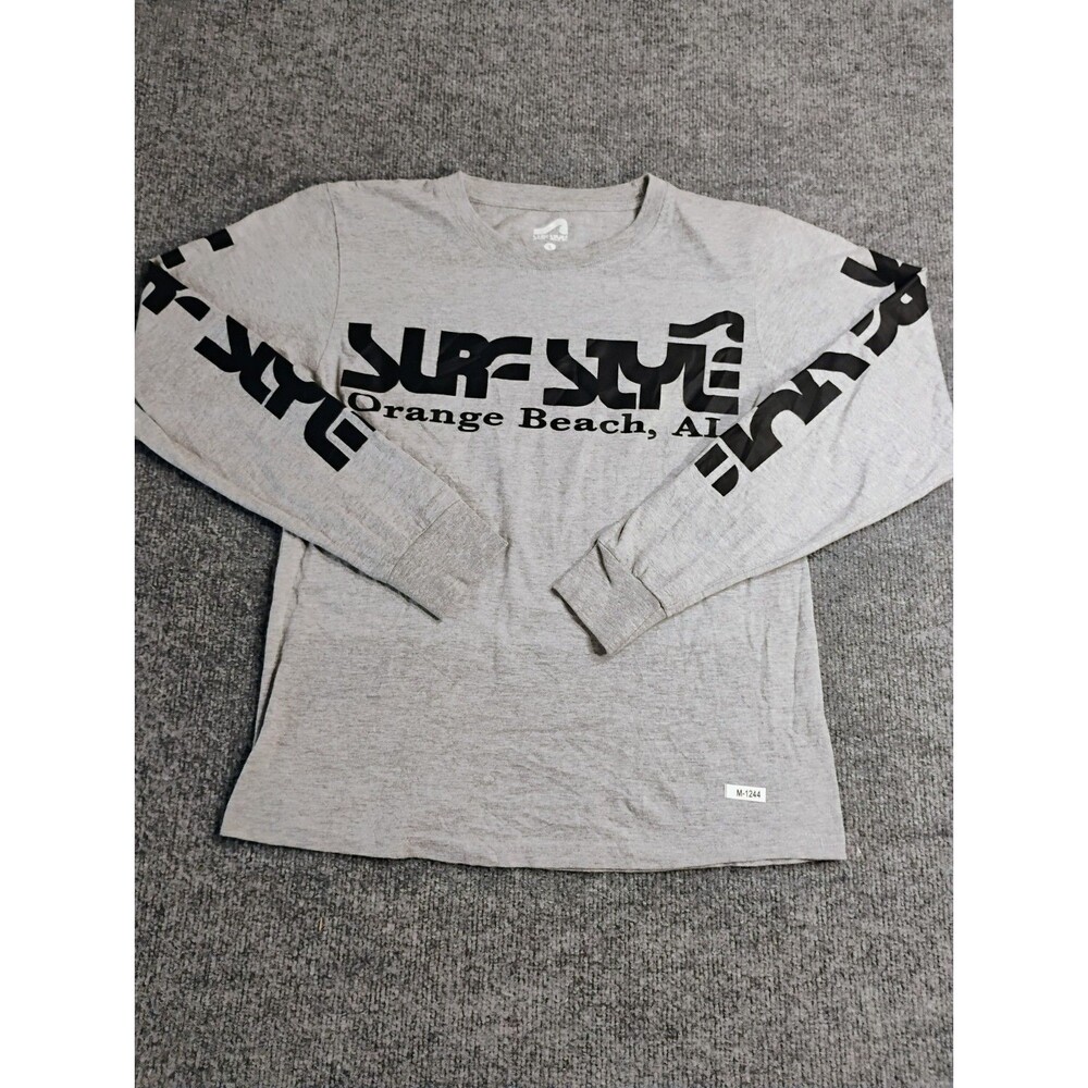 Surf Style Orange Beach AL Long Sleeve T-Shirt Gray Graphic Adult Small